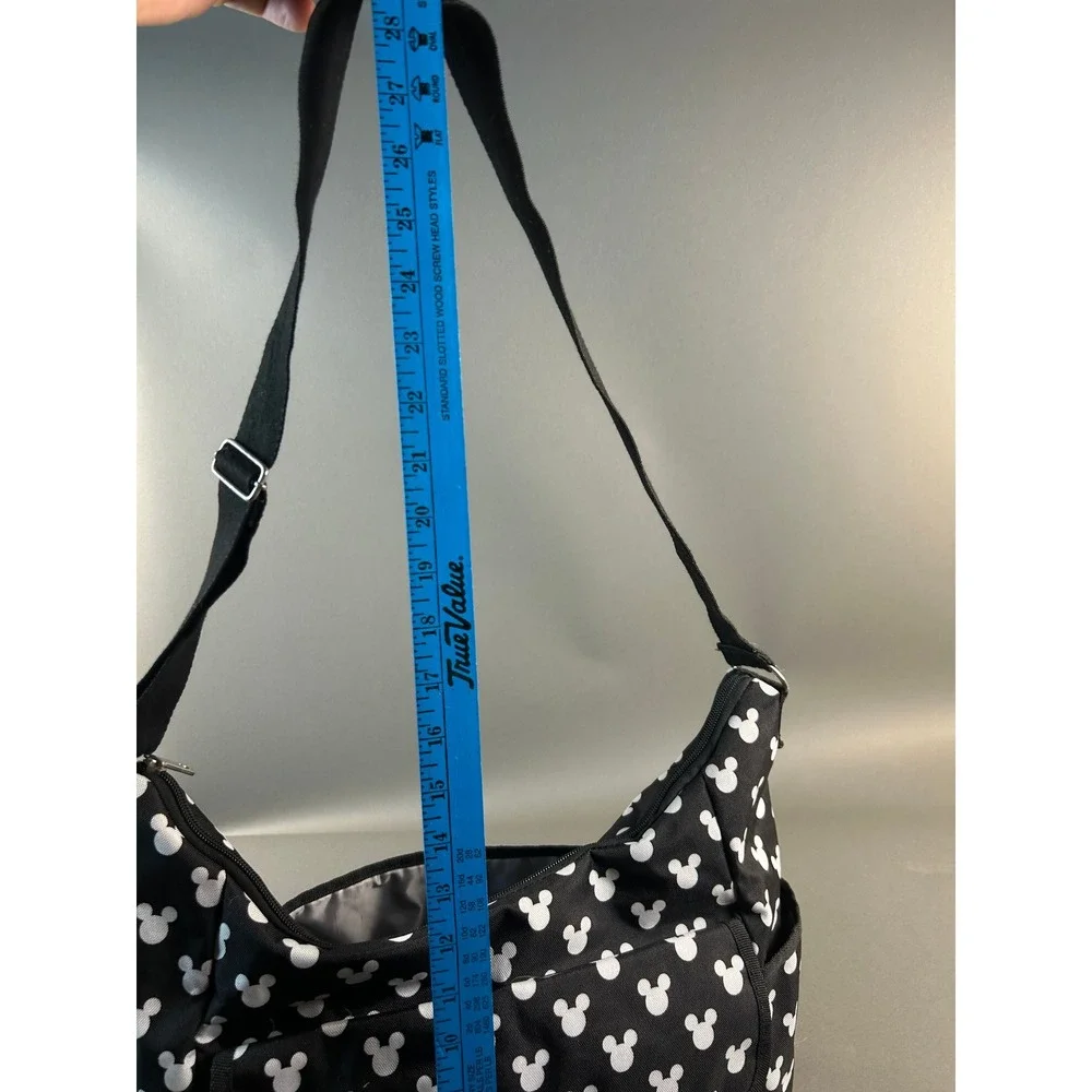 Disney Mickey Mouse Diaper Bag Crossbody Tote Black White Silhouette Print Large